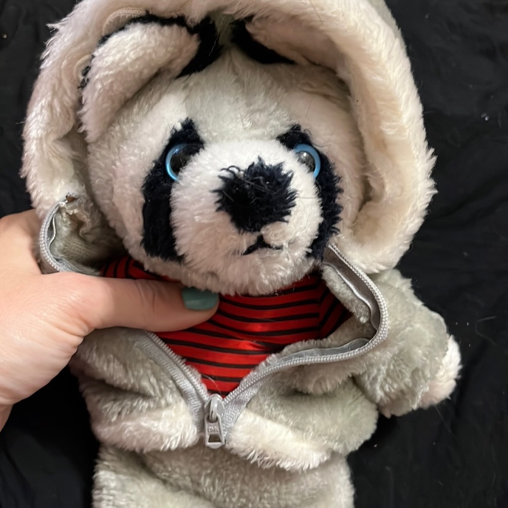 Vintage Interpur Plush Raccoon w. Gray Zip Hoodie 1983